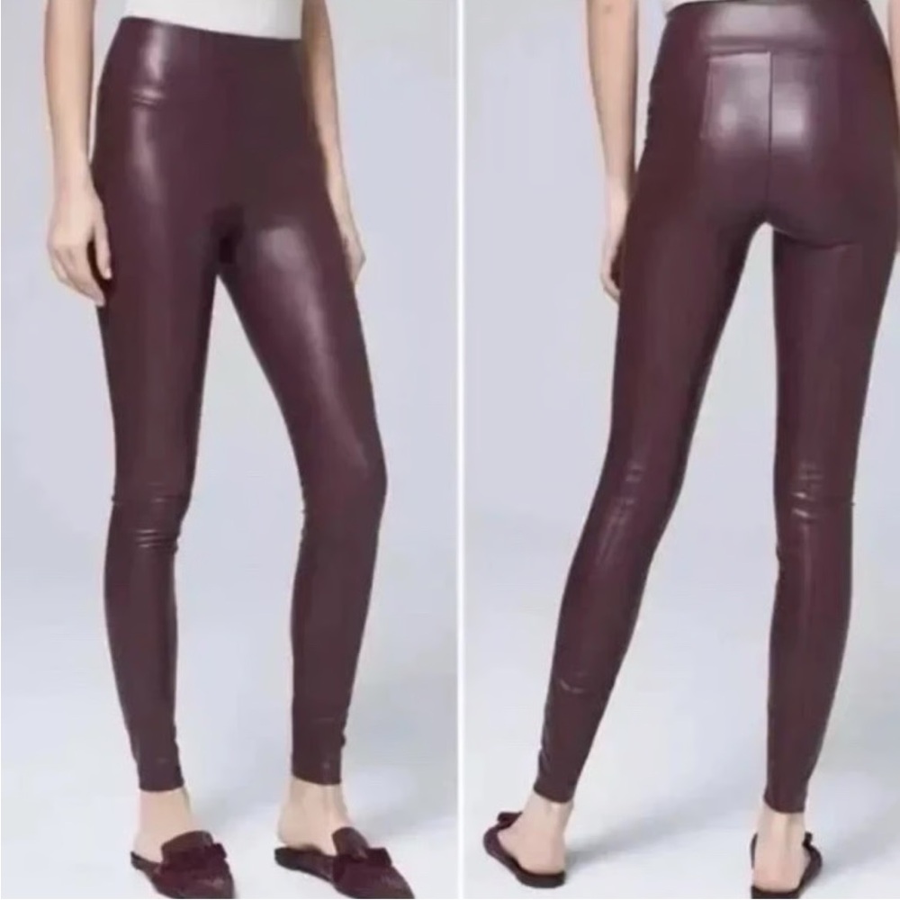 RW&CO mahogany brown faux leather pleather vegan high-rise leggings Sz S NWOT